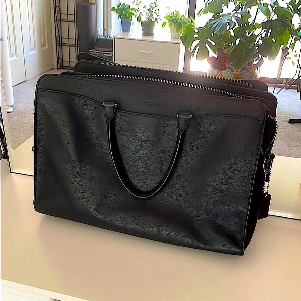 Coach Black Leather Professional Cross Body Bag- Computer Bag